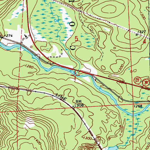 Topographic Map of Surette Creek, WI