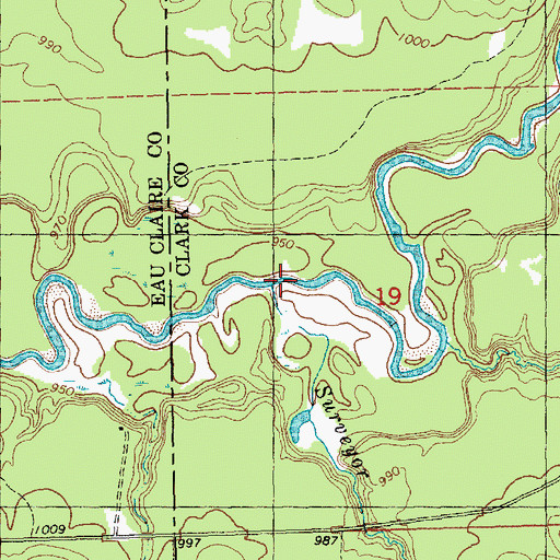 Topographic Map of Surveyor Creek, WI