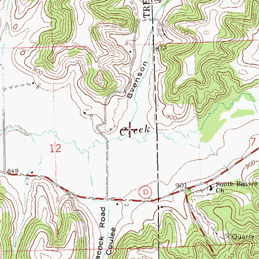 Topographic Map of Svenson Coulee, WI