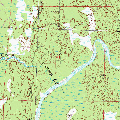 Topographic Map of Swamp Creek, WI