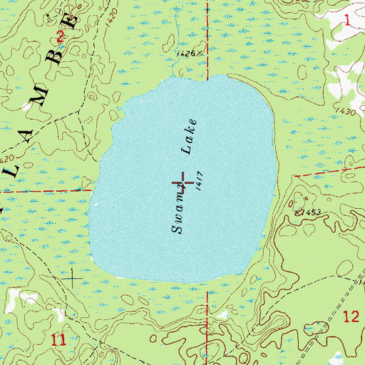 Topographic Map of Swamp Lake, WI
