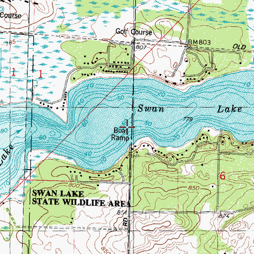 Topographic Map of Swan Lake, WI