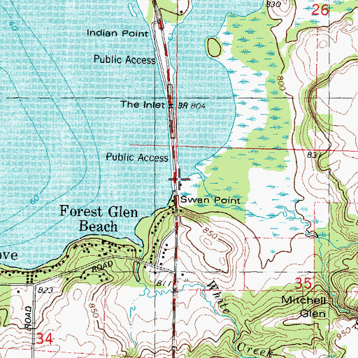 Topographic Map of Swan Point, WI
