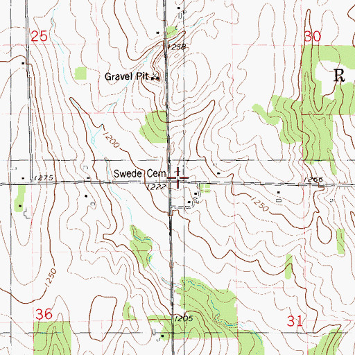Topographic Map of Swede Cemetery, WI