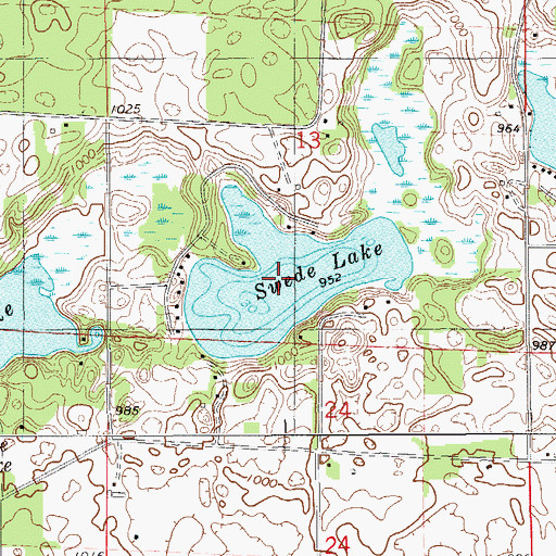 Topographic Map of Swede Lake, WI