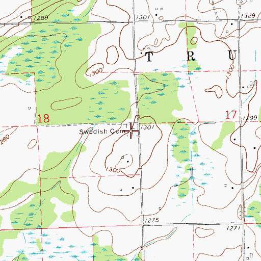 Topographic Map of Swedish Cemetery, WI