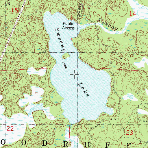 Topographic Map of Sweeny Lake, WI