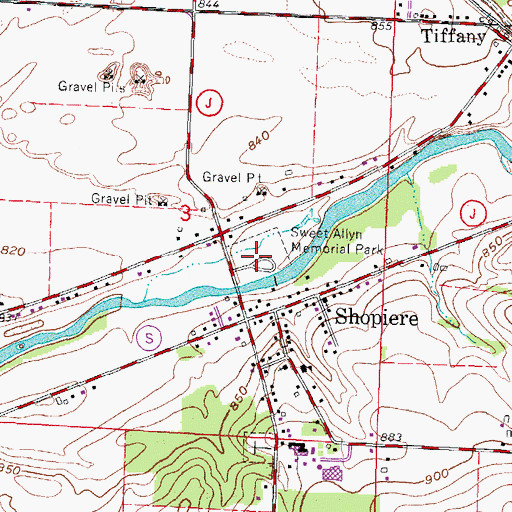 Topographic Map of Sweet Allyn Memorial Park, WI