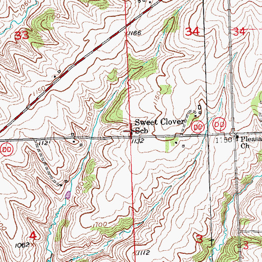 Topographic Map of Sweet Clover School, WI