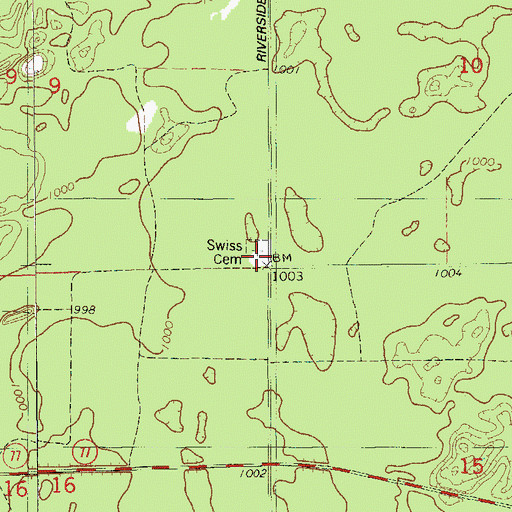 Topographic Map of Swiss Cemetery, WI