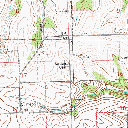 Topographic Map of Switzer Cemetery, WI