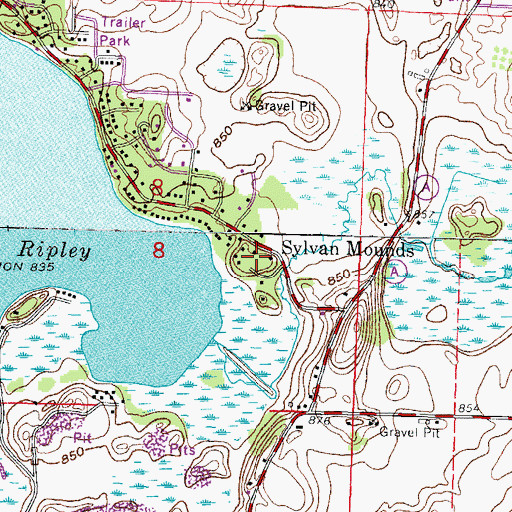 Topographic Map of Sylvan Mounds, WI