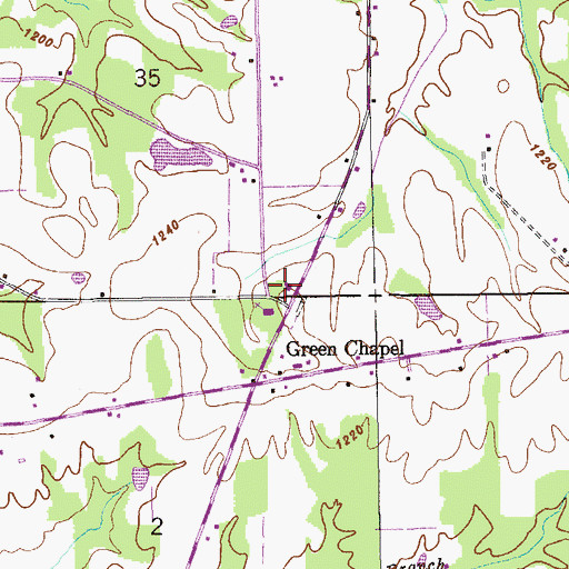 Topographic Map of Green Chapel School (historical), AL