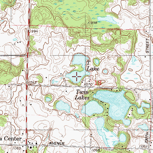 Topographic Map of T Lake, WI