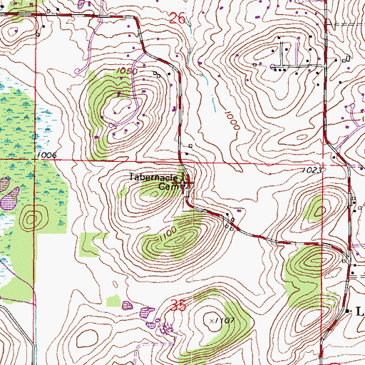 Topographic Map of Tabernacle Cemetery, WI