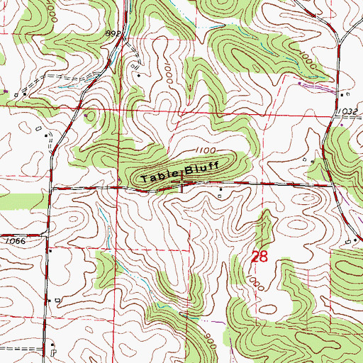 Topographic Map of Table Bluff, WI