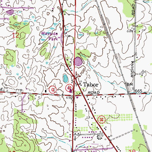 Topographic Map of Tabor, WI