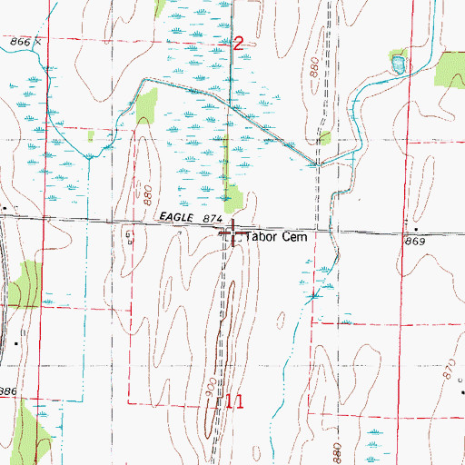 Topographic Map of Tabor Cemetery, WI