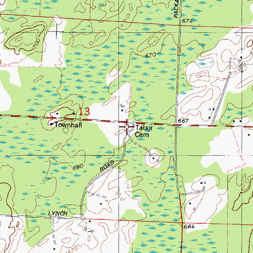 Topographic Map of Tabor Cemetery, WI