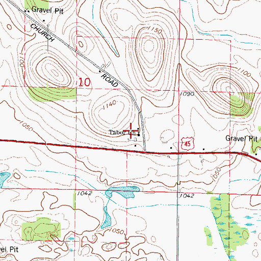 Topographic Map of Tabor Church, WI