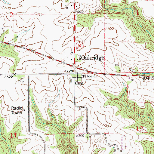 Topographic Map of Tabor Church, WI