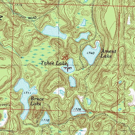 Topographic Map of Tahoe Lake, WI