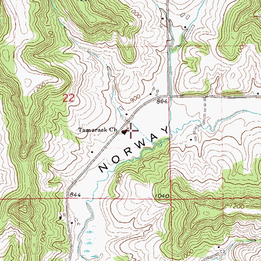 Topographic Map of Tamarack Church, WI