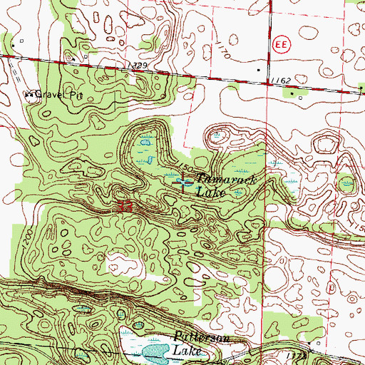 Topographic Map of Tamarack Lake, WI