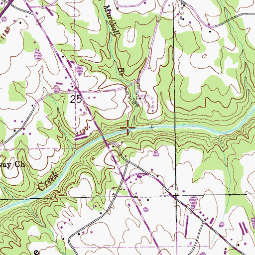 Topographic Map of Lebanon Ford Bridge (historical), AL