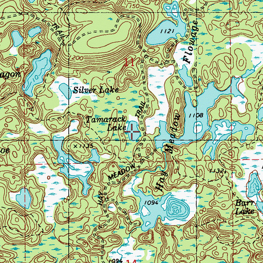 Topographic Map of Tamarack Lake, WI