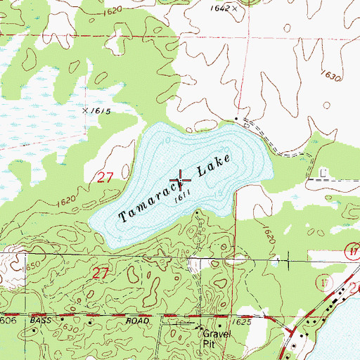 Topographic Map of Tamarack Lake, WI