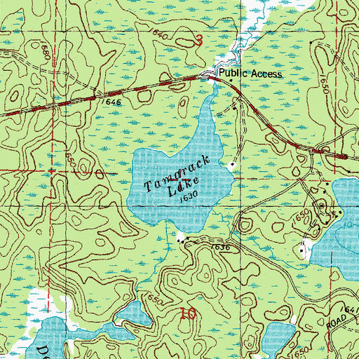 Topographic Map of Tamarack Lake, WI