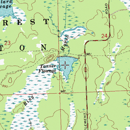 Topographic Map of Tanner Flowage, WI