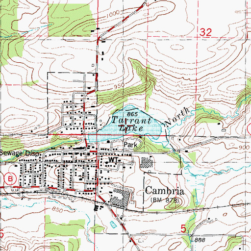 Topographic Map of Tarrant Lake, WI