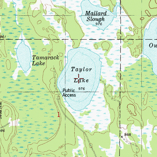 Topographic Map of Taylor Lake, WI