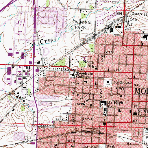 Topographic Map of Teachers College, WI