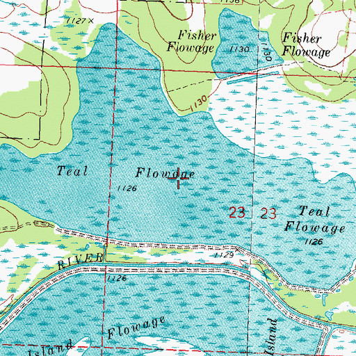 Topographic Map of Teal Flowage, WI