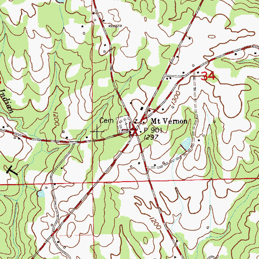 Topographic Map of Mount Vernon Church, AL