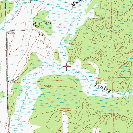 Topographic Map of Tealey Creek, WI