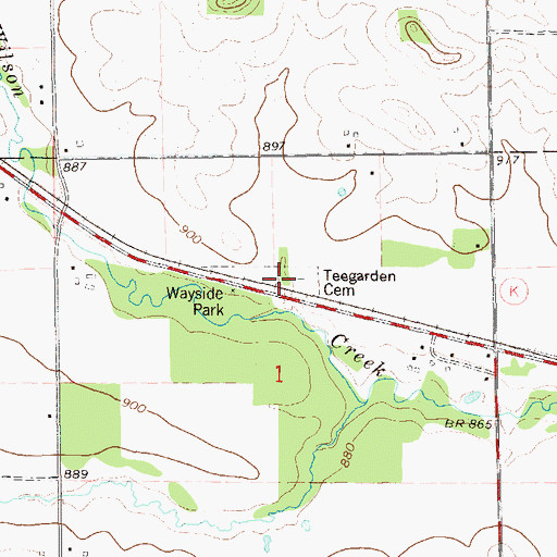 Topographic Map of Teegarden Cemetery, WI
