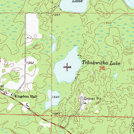Topographic Map of Tekakwitha Lake, WI