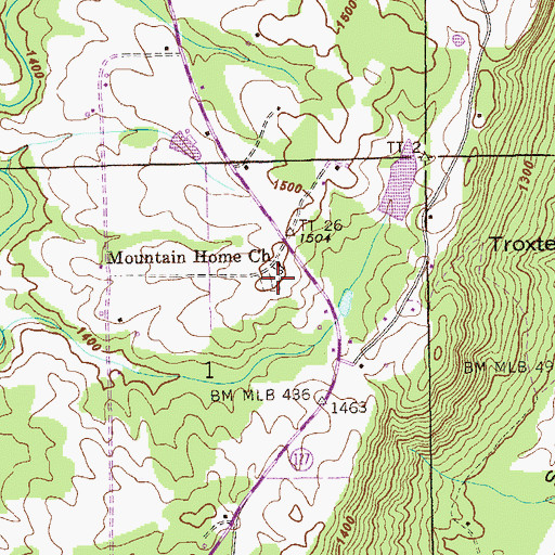 Topographic Map of Mountain Home Cemetery, AL