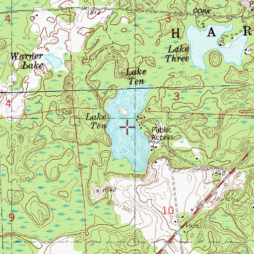 Topographic Map of Lake Ten, WI