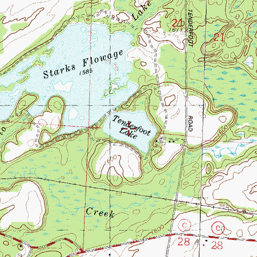 Topographic Map of Tenderfoot Lake, WI