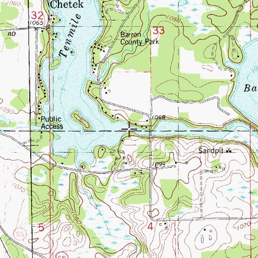 Topographic Map of Tenmile Lake, WI