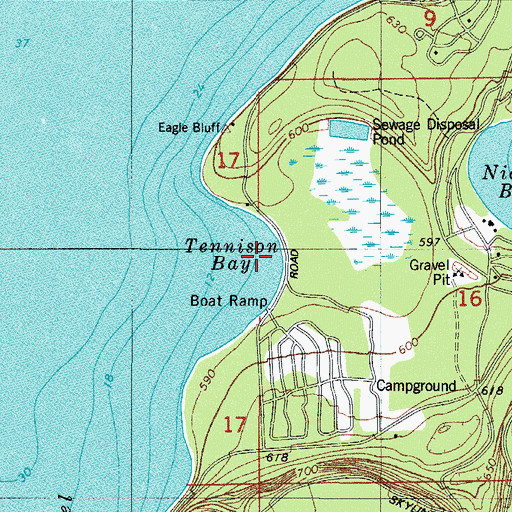 Topographic Map of Tennison Bay, WI