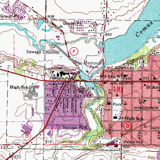 Topographic Map of Terrace Park, WI