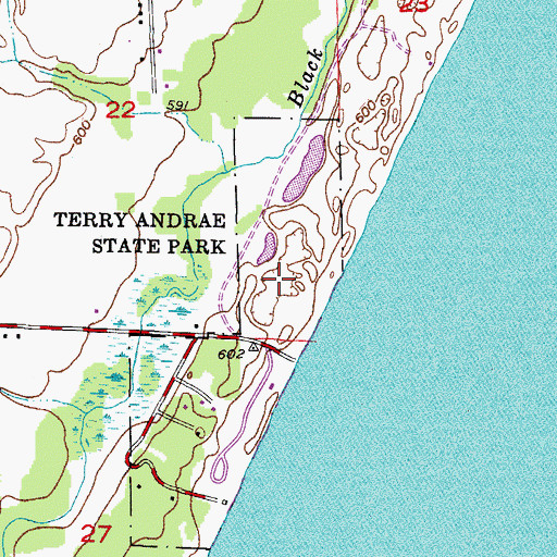 Topographic Map of Terry Andrae State Park, WI