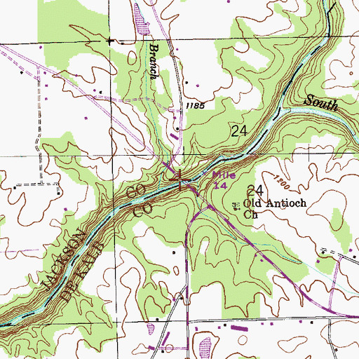 Topographic Map of Old Sauty Mill Bridge, AL