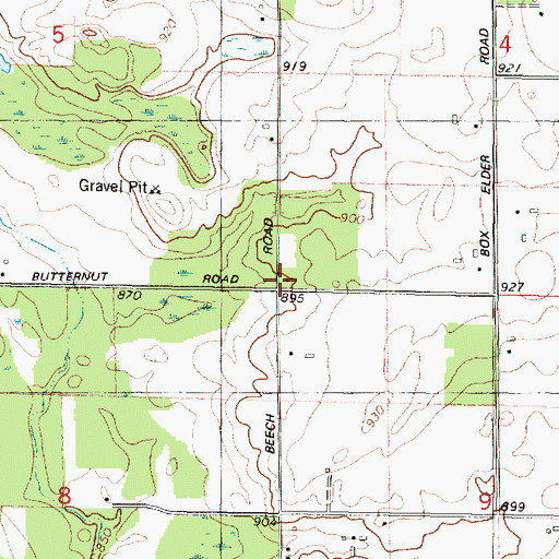 Topographic Map of Texas School, WI